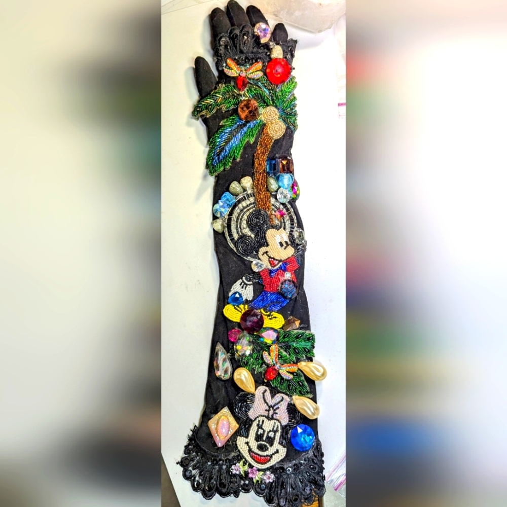 Wendy Gell Disney Over The Elbow Over The Top Gloves Jewels Embroidery Pearls.